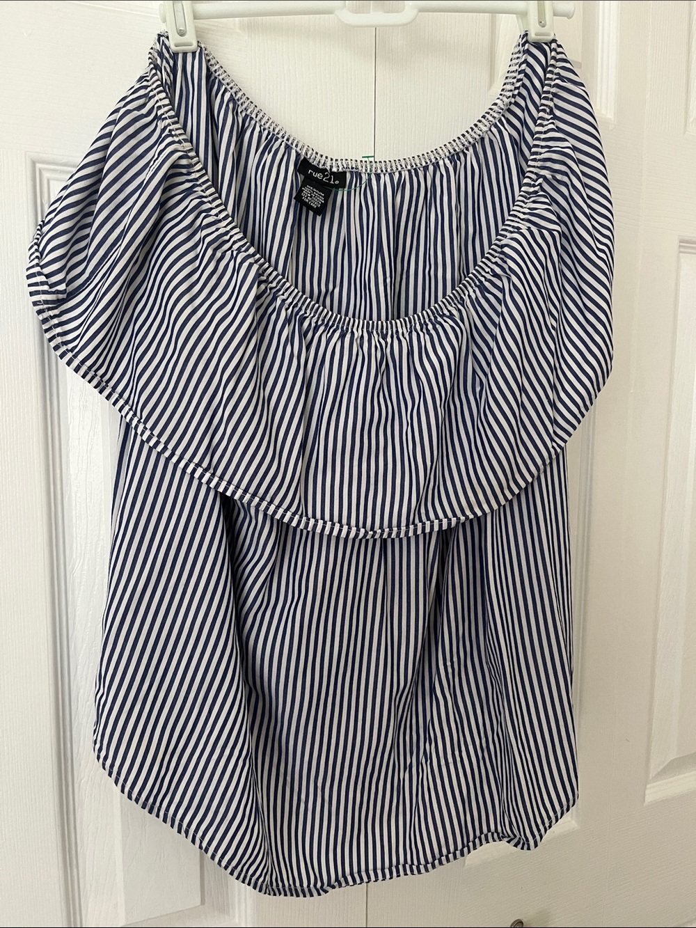 Rue21 Navy and White Striped Off-Shoulder Camisole